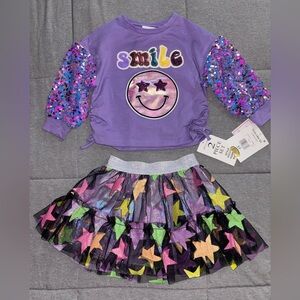 Purple and Multicolor Star Kids Costume Set